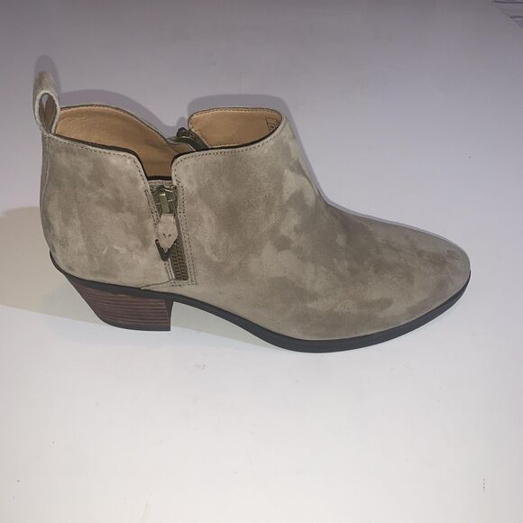 Vionic Cecily Boots Womens Size 9 Beige Suede Ankle Side Zip Block Heel Booties - Picture 2 of 9